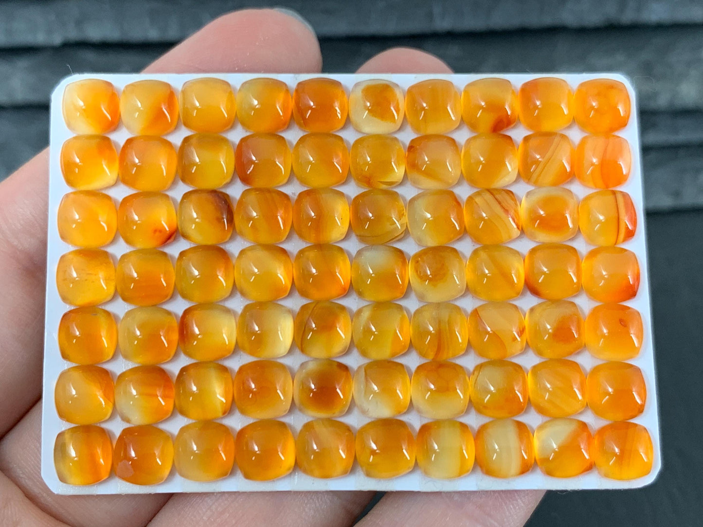 Carnelian square 6mm cabochon - Calibrated cabochons
