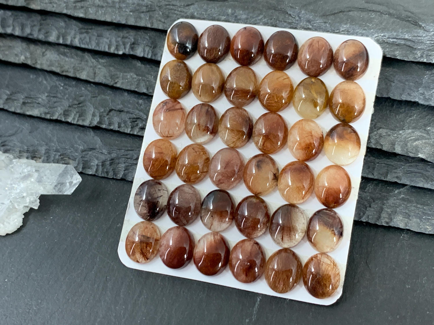 Rutilated Quartz oval 10x12mm cabochon - Calibrated cabochons