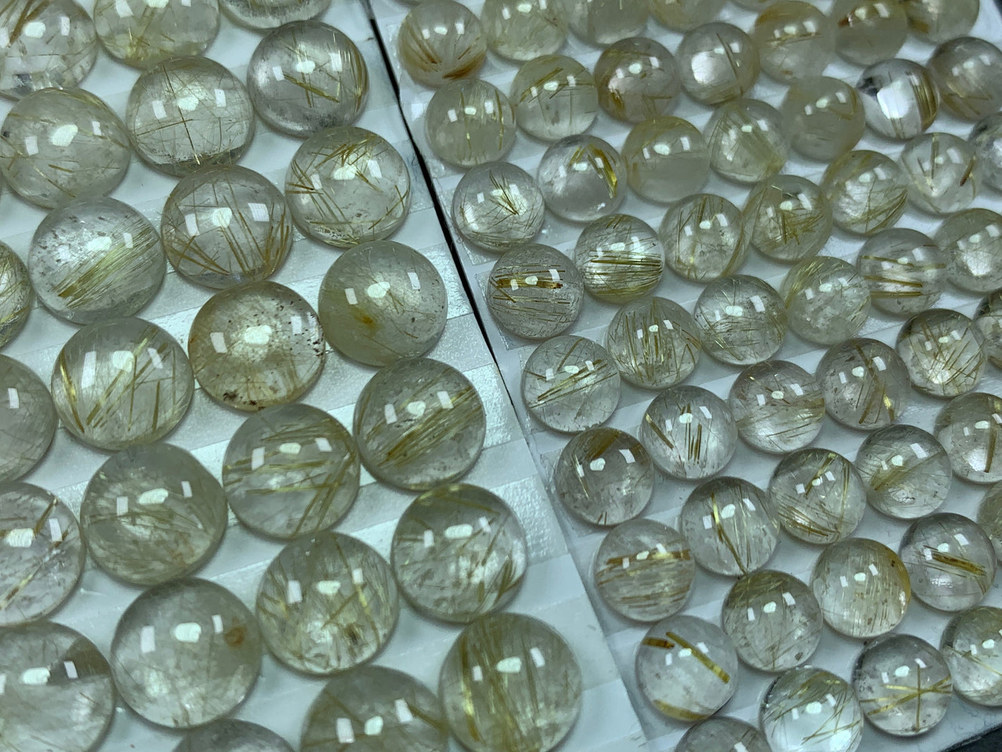 Gold Rutilated Quartz round 6mm, 8mm cabochon - Calibrated cabochons