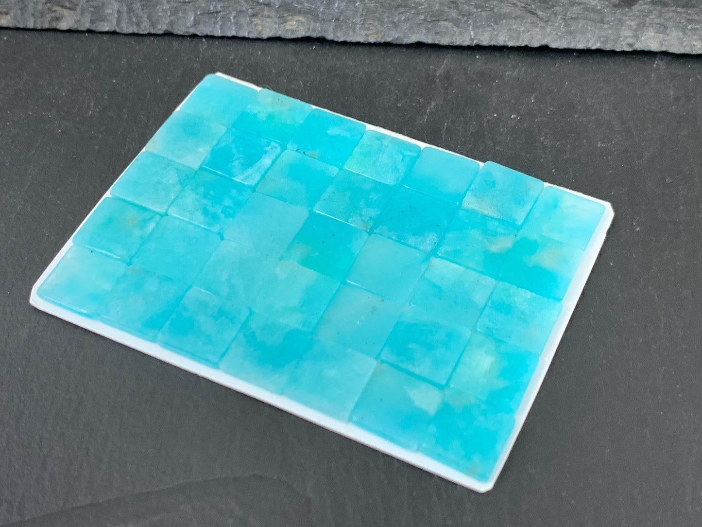Flat Amazonite Cabochon Square 10mm - Natural Calibrated Blue Green Gemstone