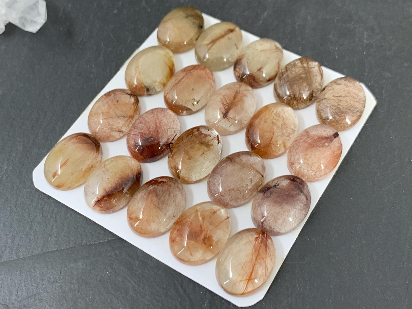 Rutilated Quartz oval 12x16mm cabochon - Calibrated cabochon