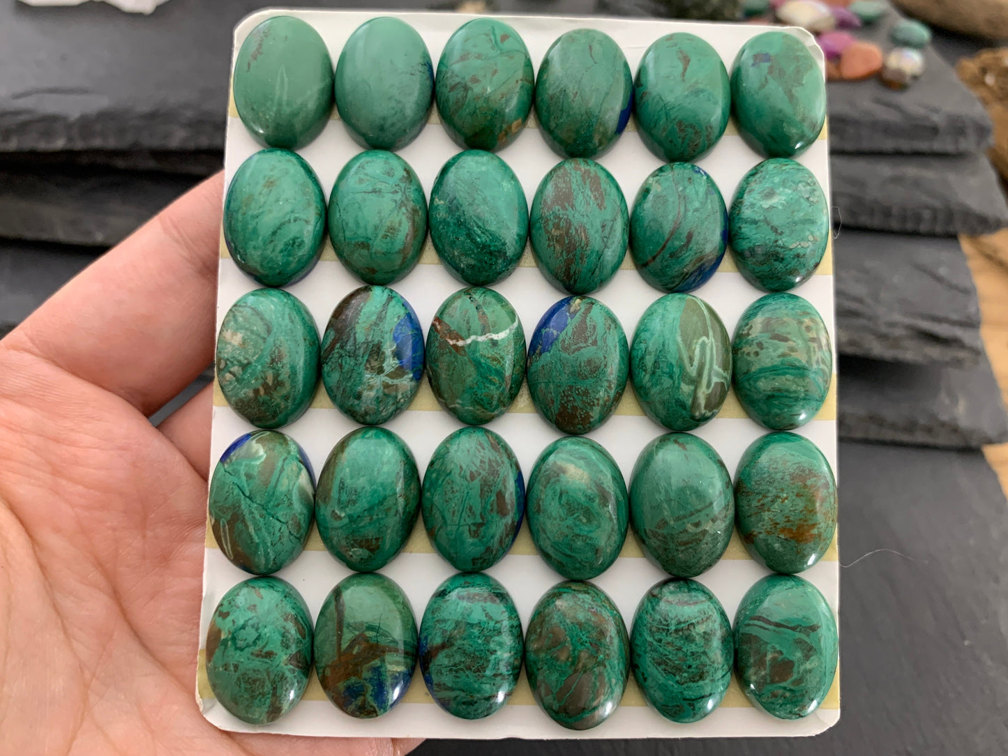 Azurite oval 13x18mm cabochon - Calibrated cabochons