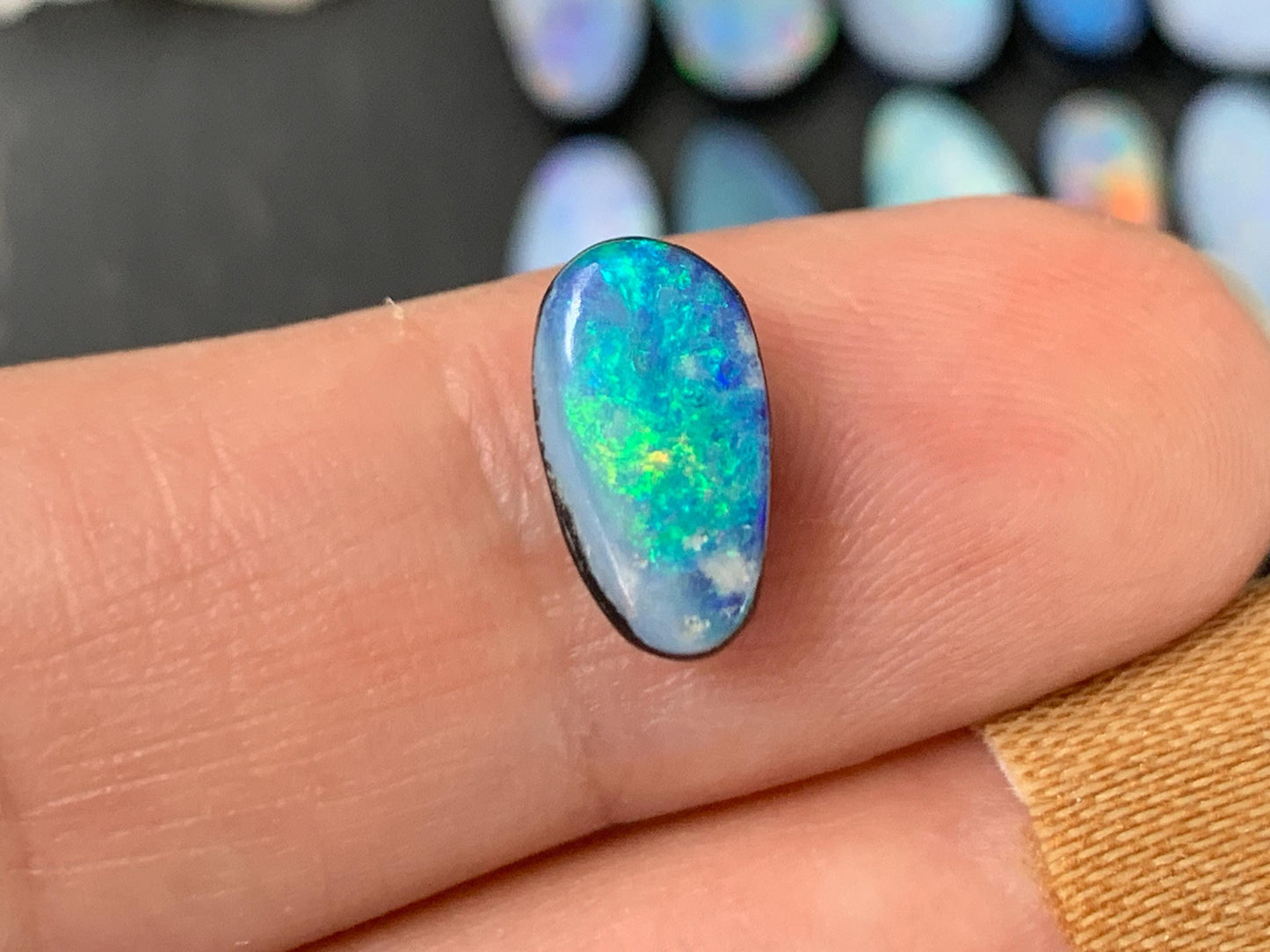 Australian Opal doublet 11-16mm long cabochon