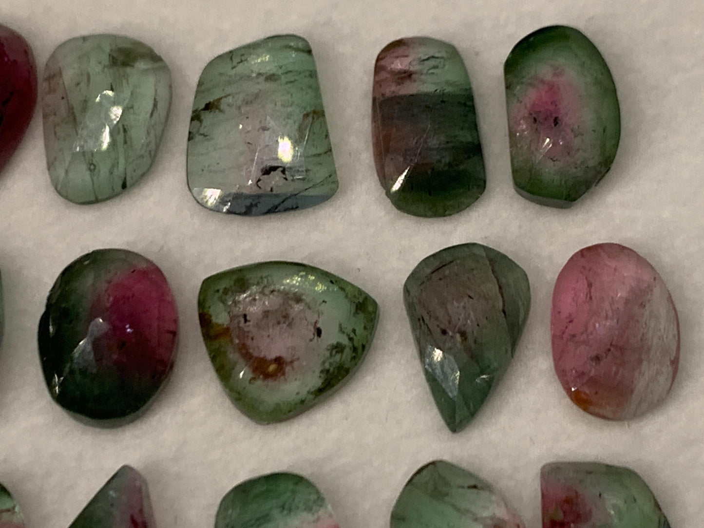 Faceted Watermelon Tourmaline 8-10mm long cabochon - second quality