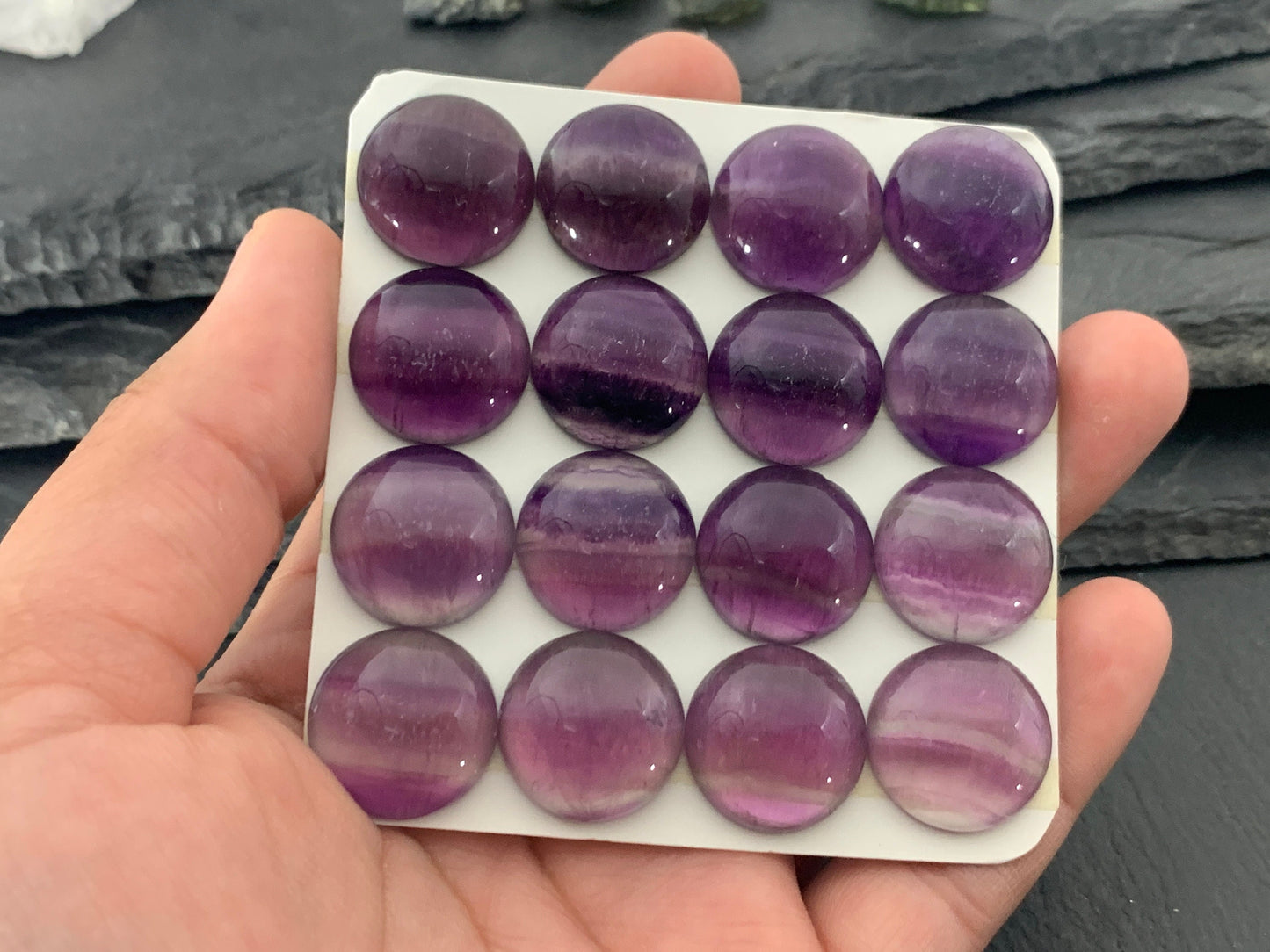 Purple Fluorite round 18mm cabochon - Calibrated cabochons