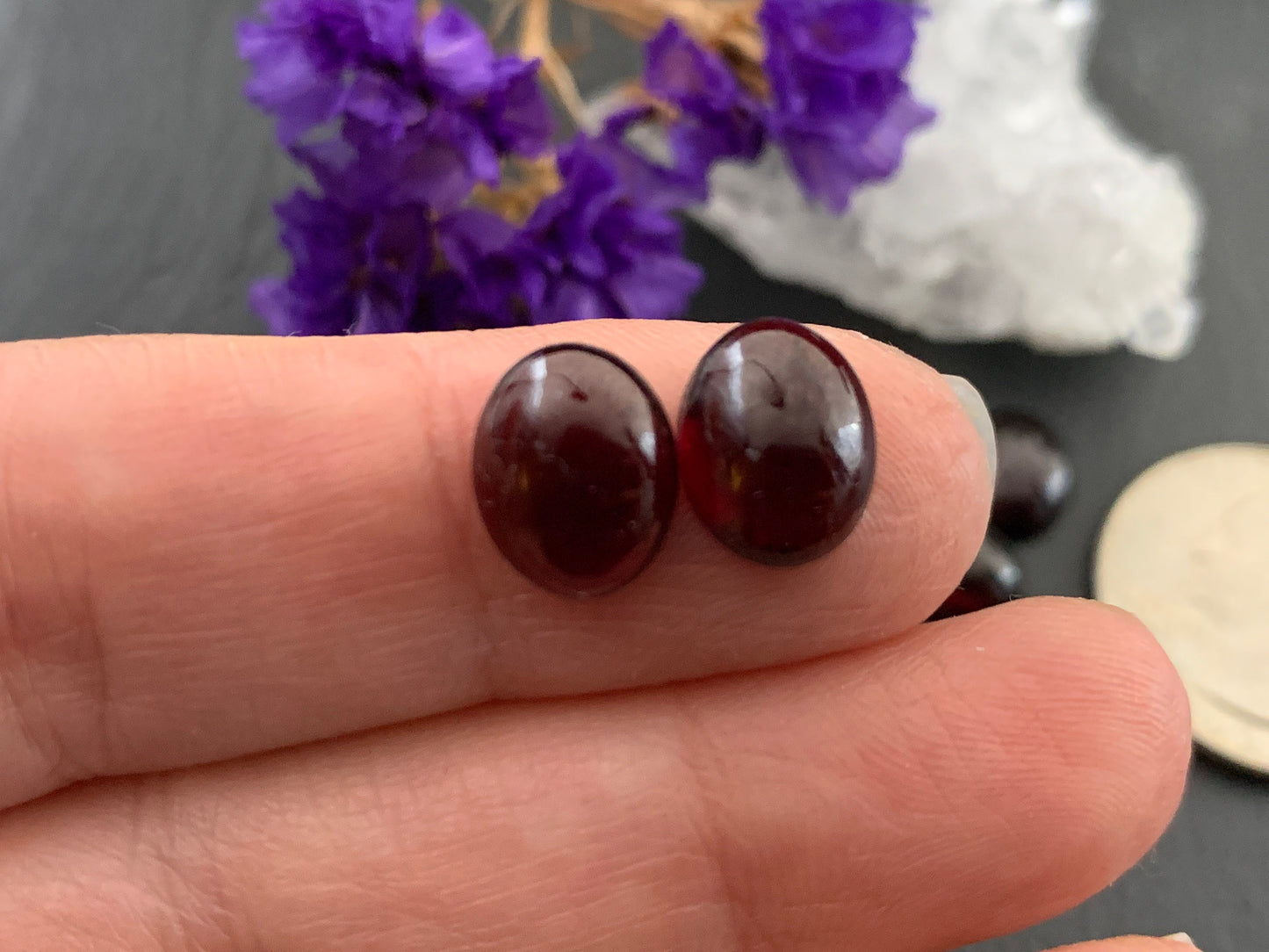 Natural Garnet oval 7x9mm, 8x10mm cabochon