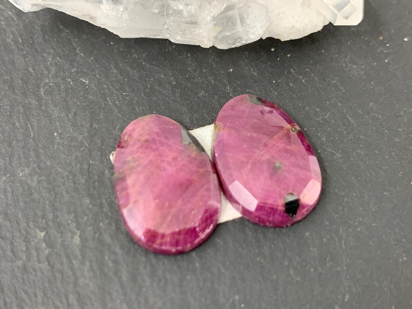 Faceted Ruby pair 10x17x3mm cabochon
