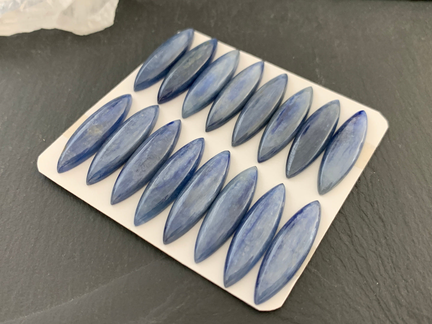 Blue Kyanite marquise 8x29-30mm cabochon - Calibrated cabochons