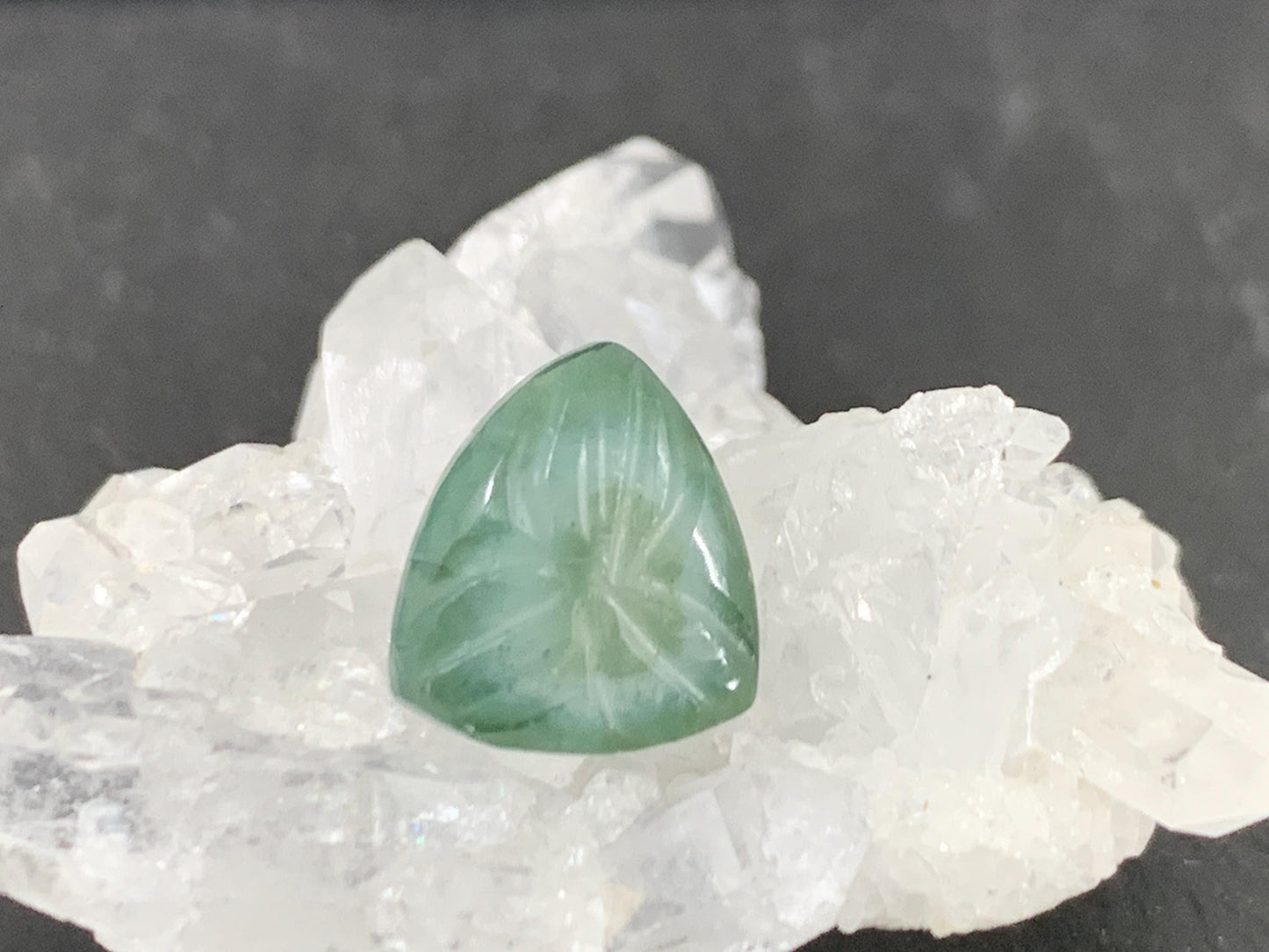 Carved Tourmaline 10x11x3mm cabochon