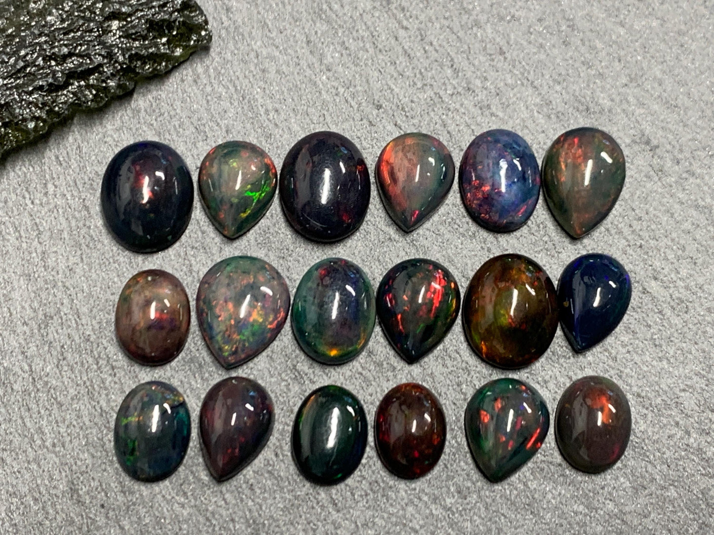 Black Ethiopian Opal 9-11mm long cabochon
