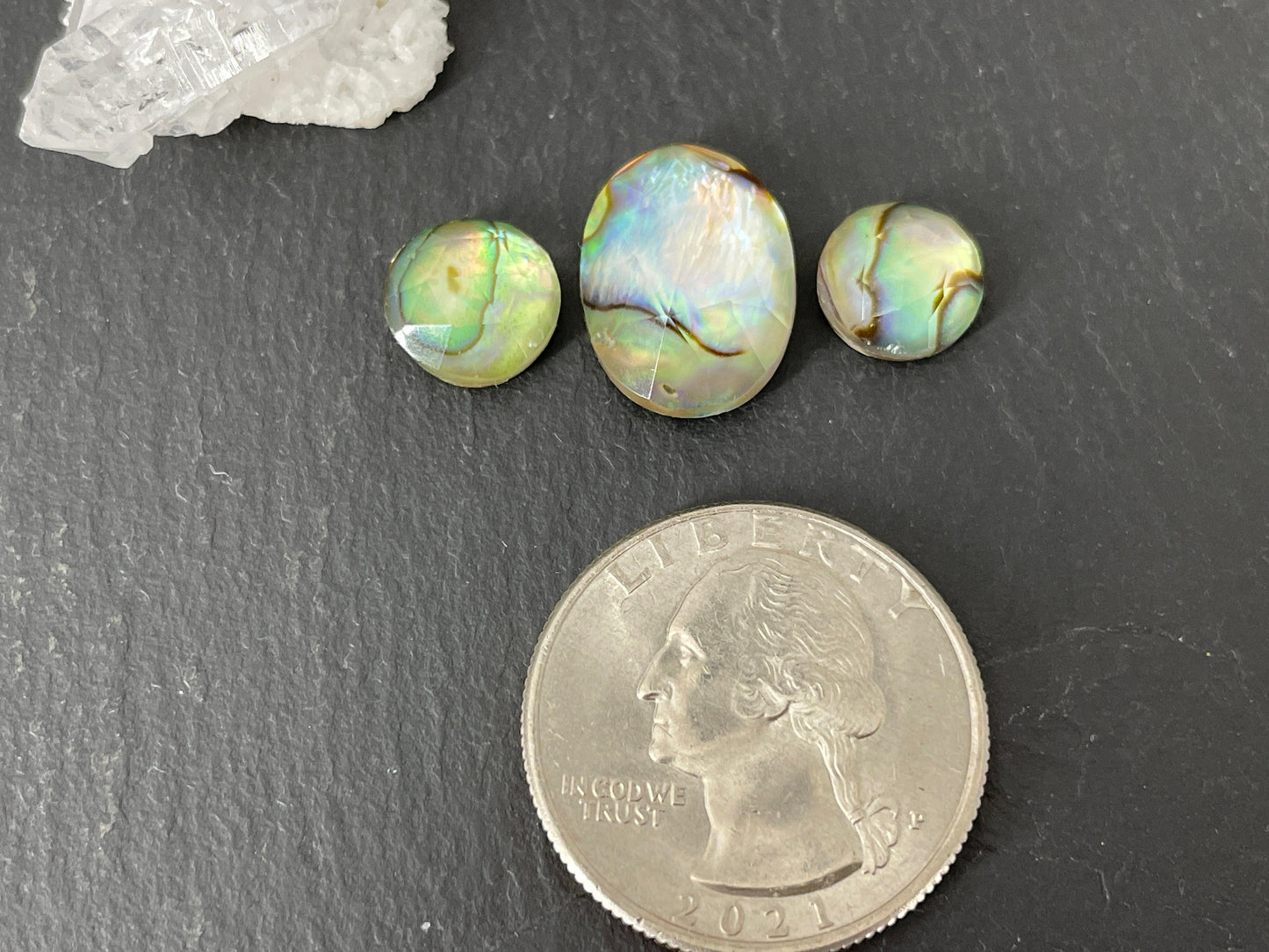 Faceted Abalone doublet cabochon