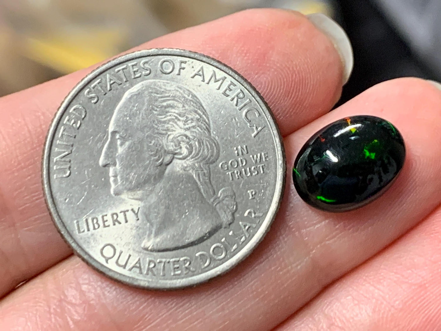 Natural Ethiopian Black Opal 9x12x4mm cabochon