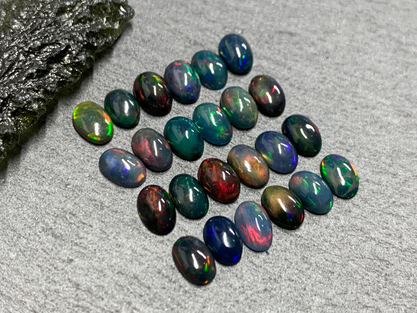 Black Ethiopian Opal 4x6mm cabochon