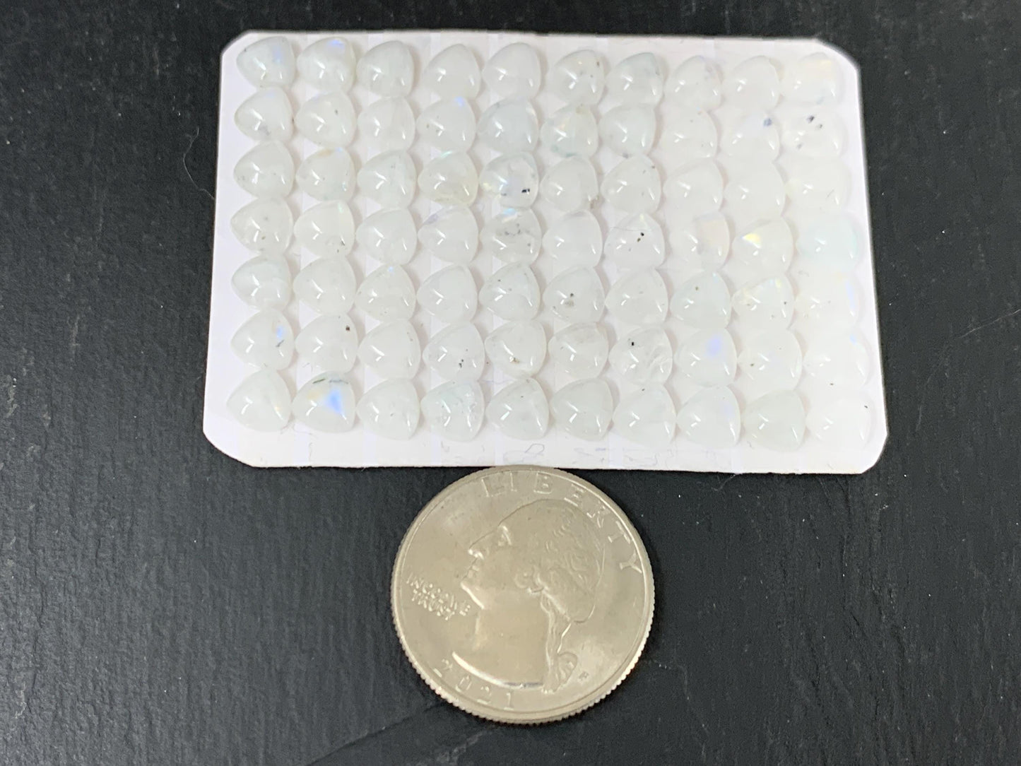 Rainbow Moonstone trillion 6mm cabochon - Calibrated Moonstone