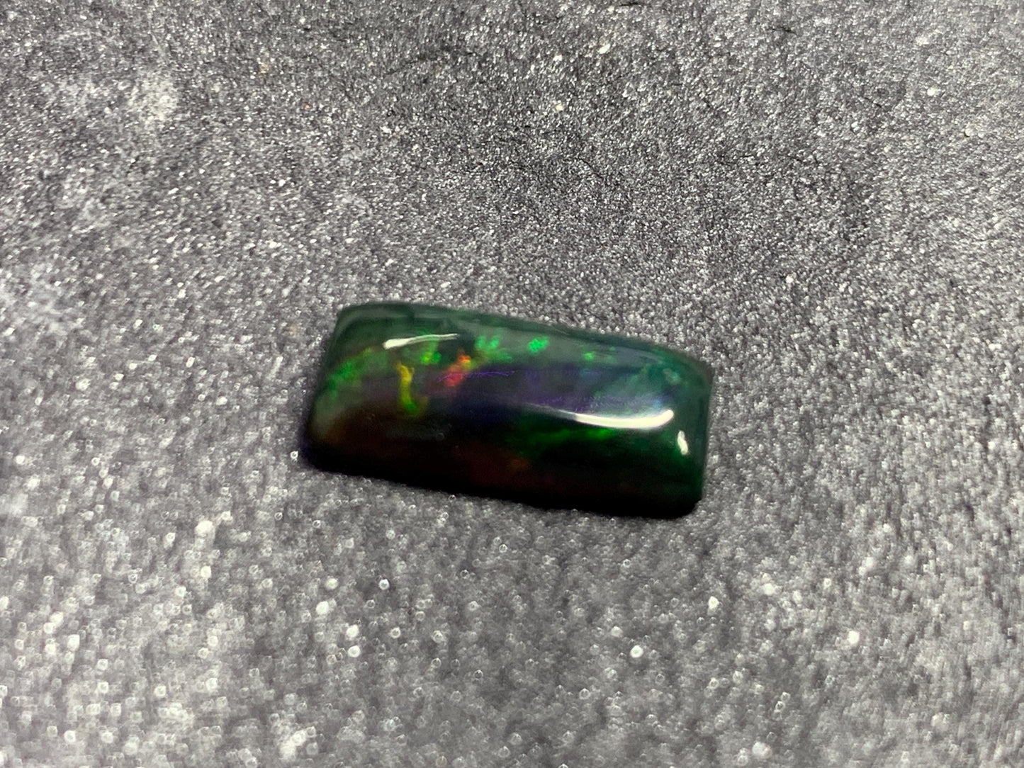 Black Ethiopian Opal rectangle 6x13x3mm cabochon