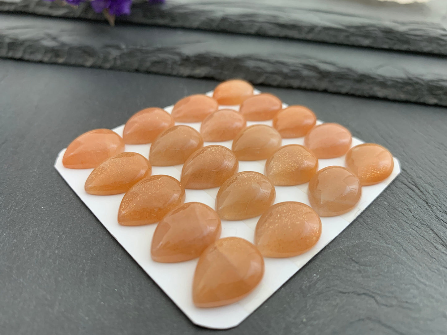 Natural Sunstone Pear Cabochon: GoldSand Gemstone (12x16mm)