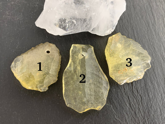 Drilled Libyan Desert Glass 33-42mm long