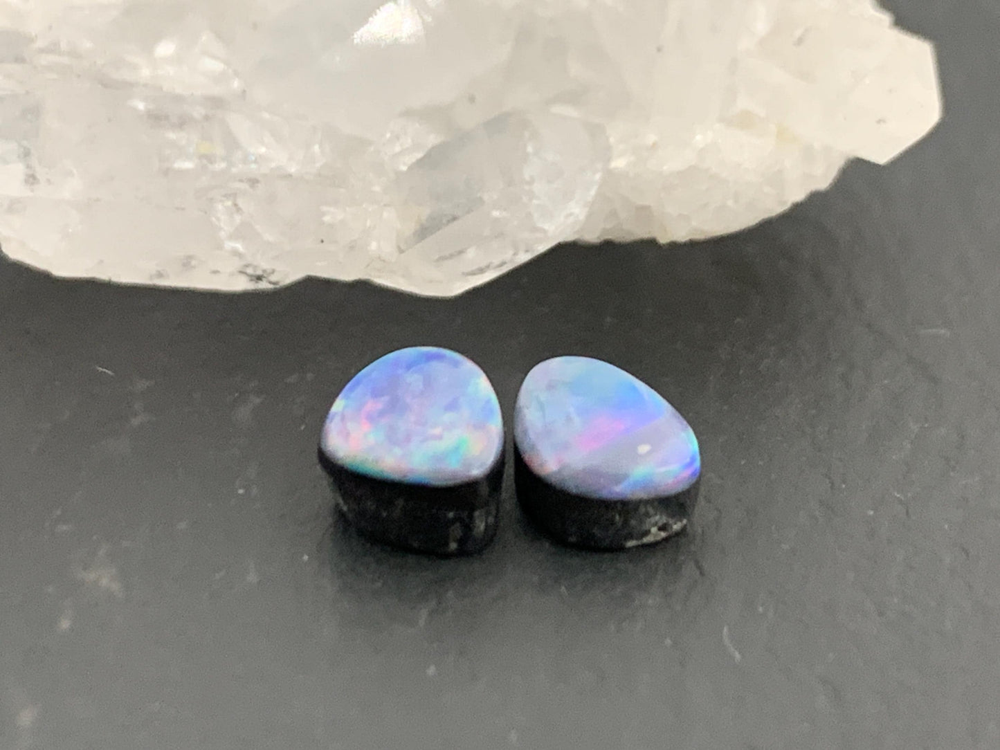 Australian Opal doublet 5x7mm pair of cabochons