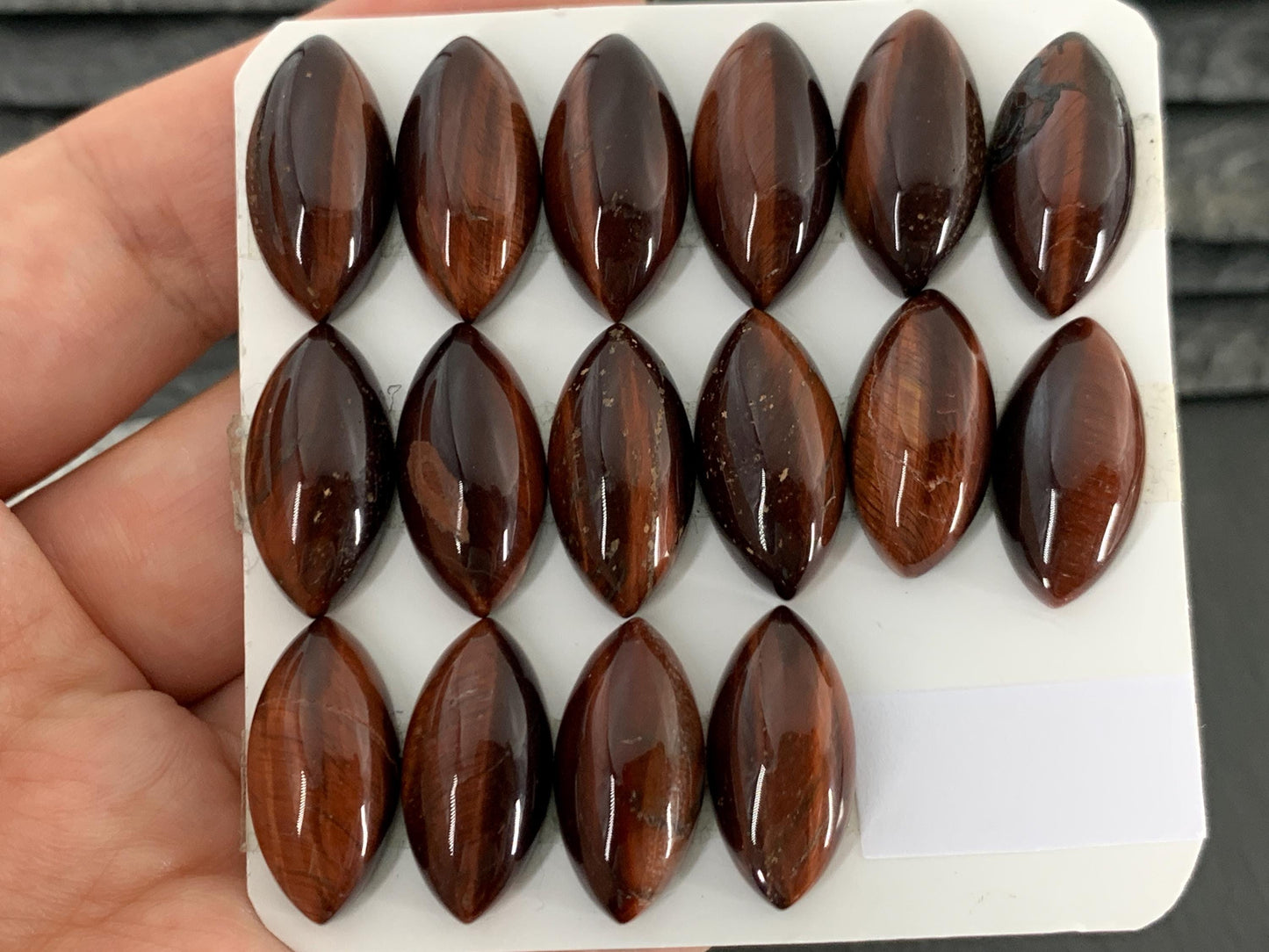 Red Tiger Eye marquise 10x20mm cabochon