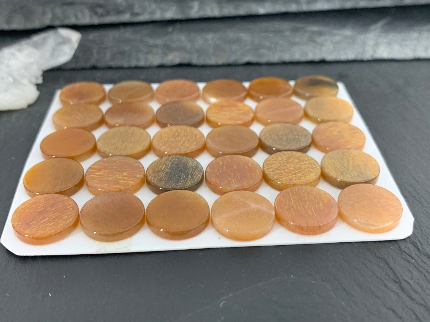 Flat Gold Sunstone round 12mm cabochon - calibrated cabochons
