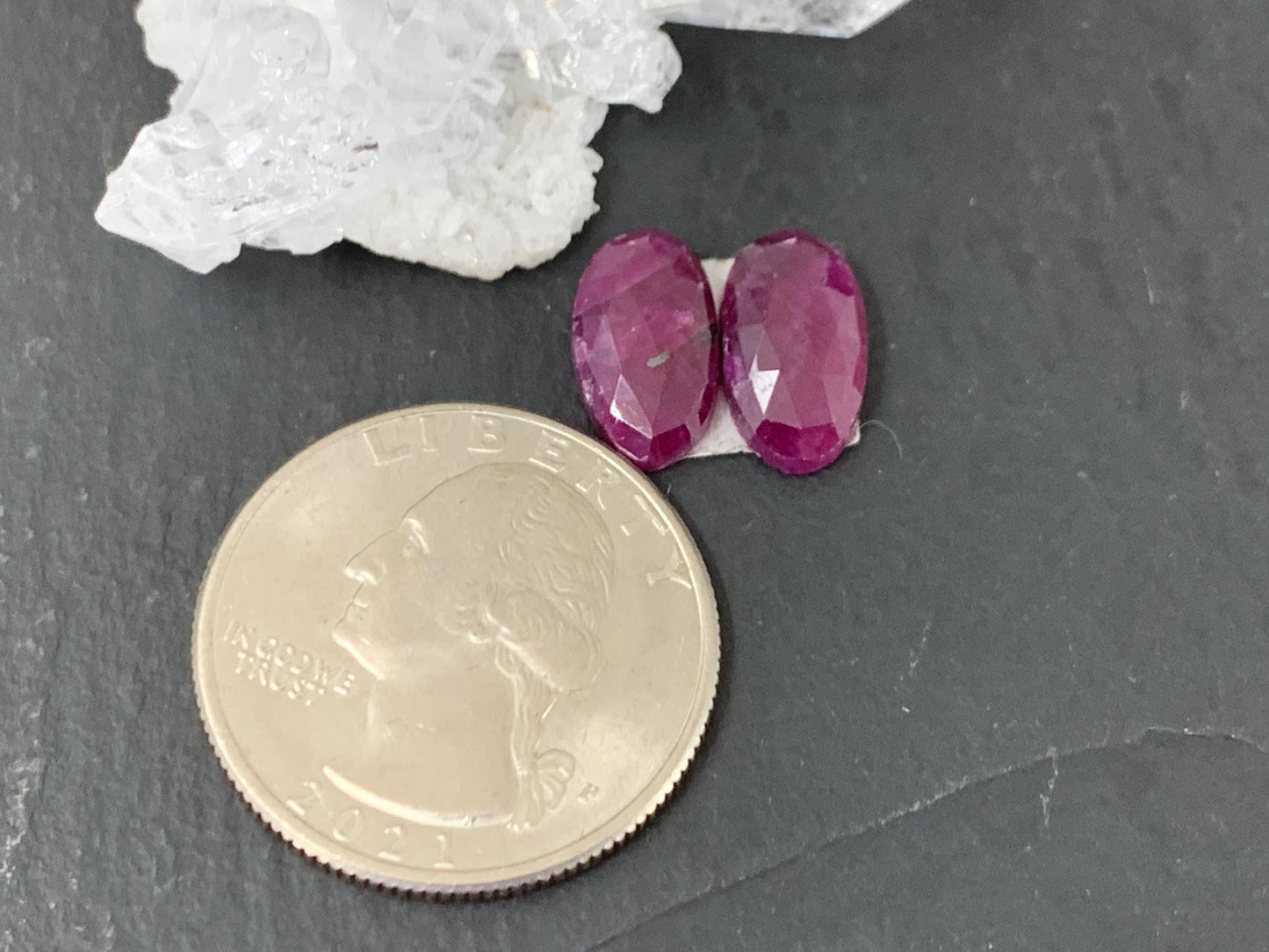 Faceted Ruby pair 7x12x3.5mm cabochon