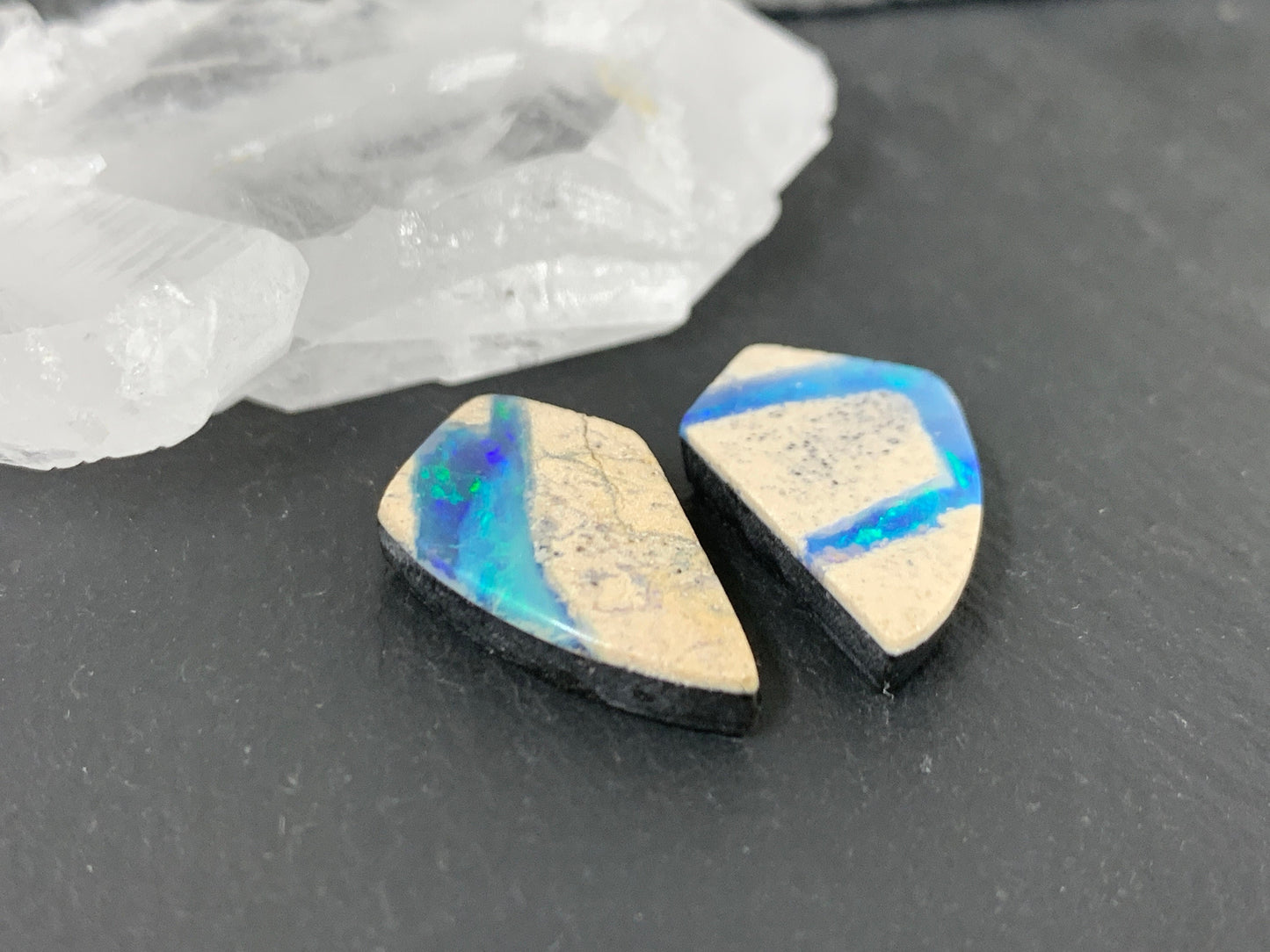 Australian Opal doublet 12x20x3.5mm pair of cabochons