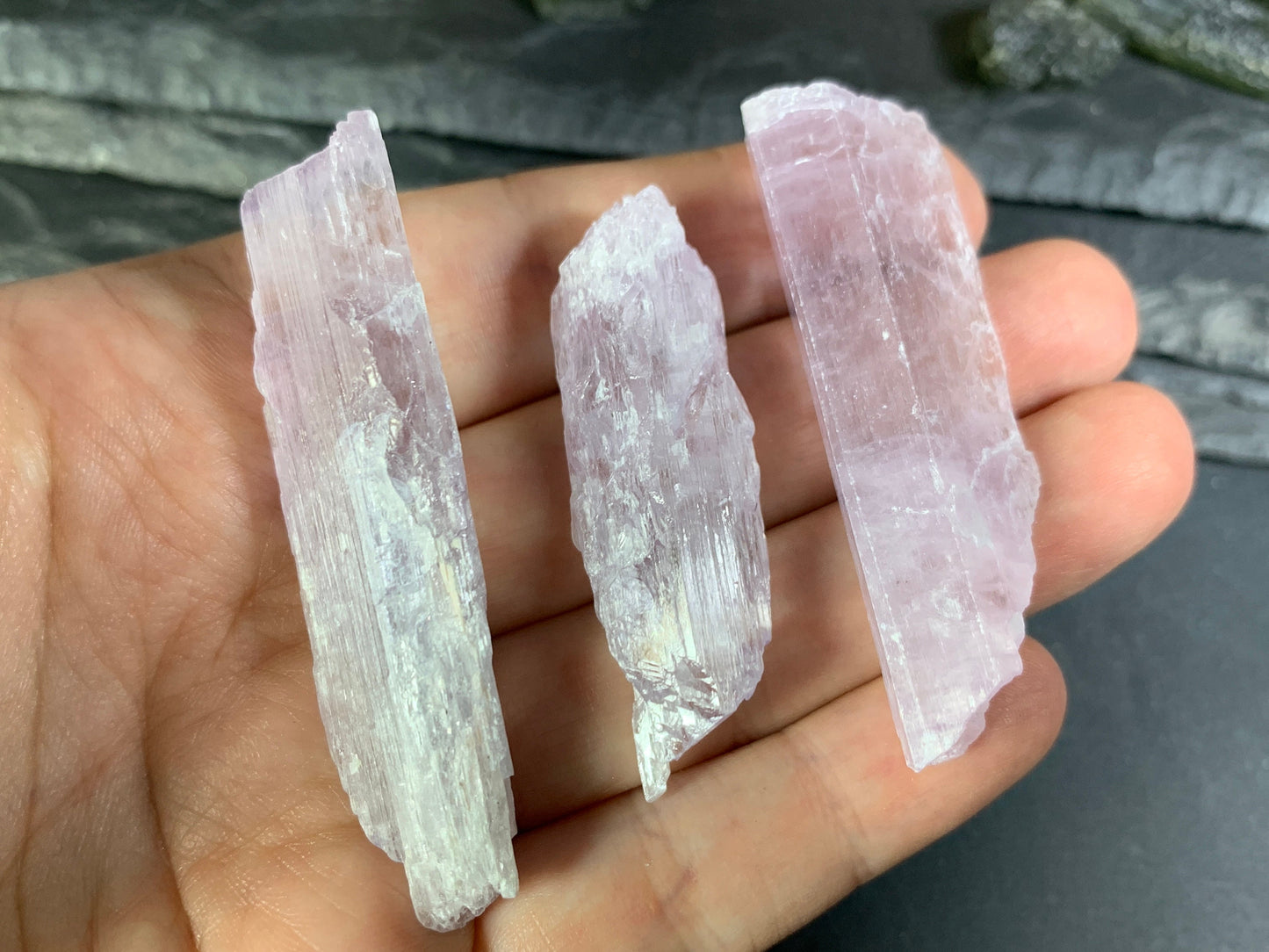 Raw Kunzite from Pakistan 46-59mm long - not drilled gemstone
