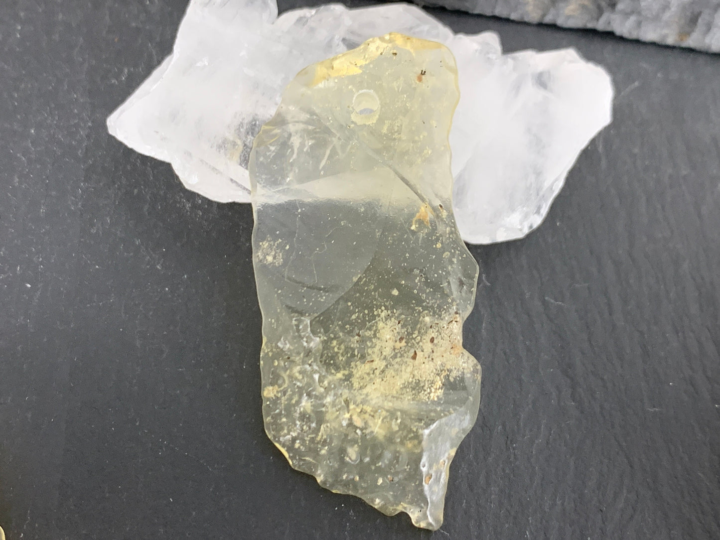 Drilled Libyan Desert Glass 41-54mm long