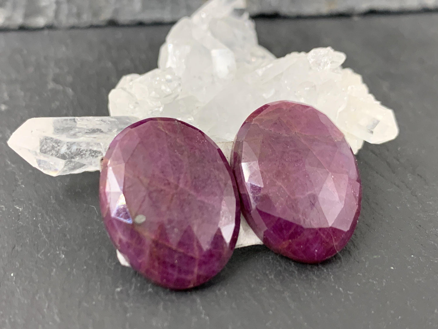 Faceted Ruby pair 14x18x4mm cabochon