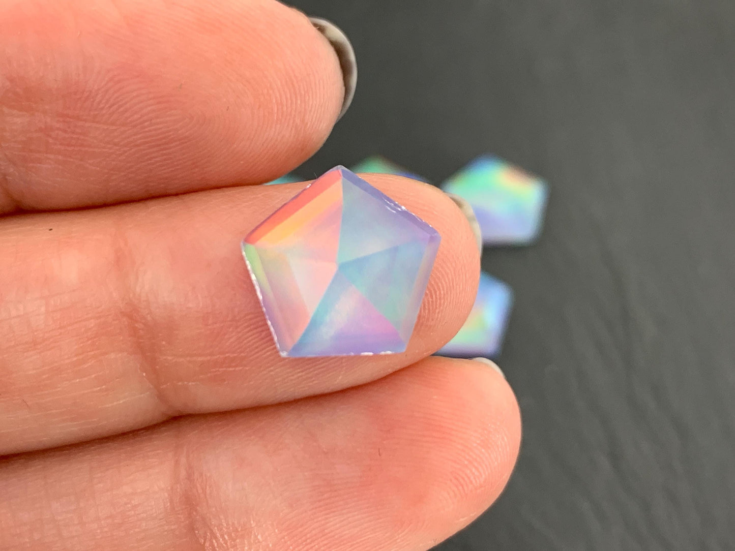 Faceted Aurora Opal hexagon 12mm cabochon - Doublet cabochons - man made Opal *