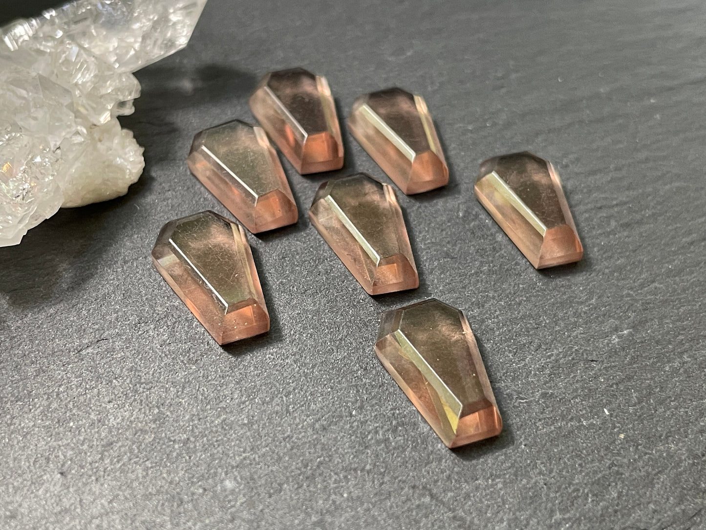 Faceted Color Changing Alexandrite coffin 10x16mm cabochon