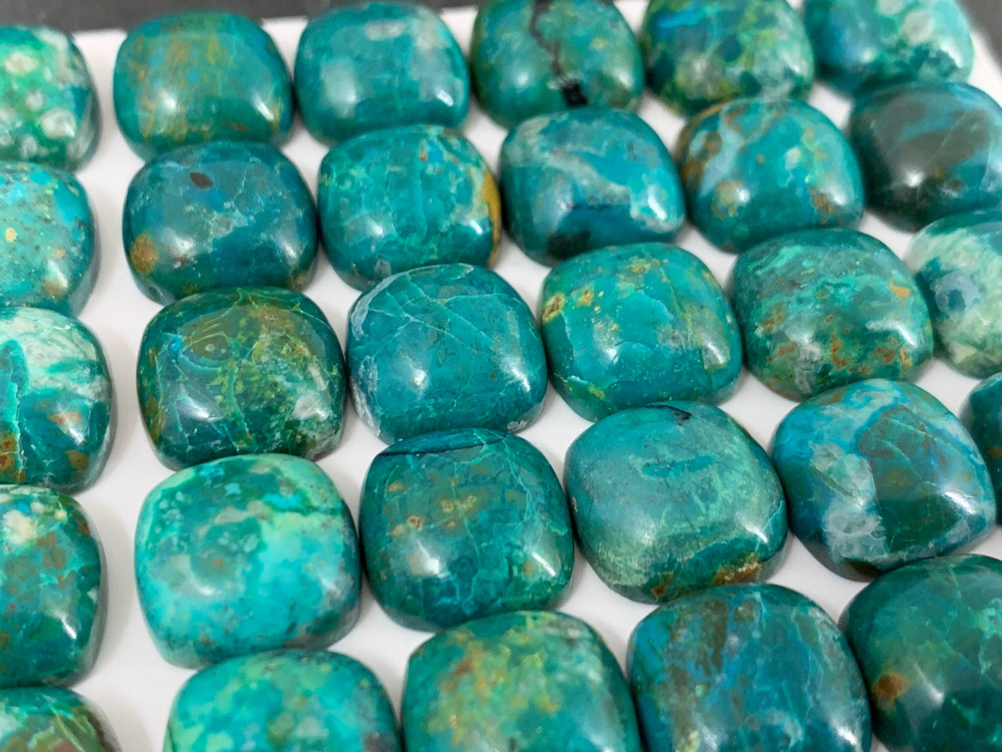 Chrysocolla square 12mm cabochon - Calibrated cabochons