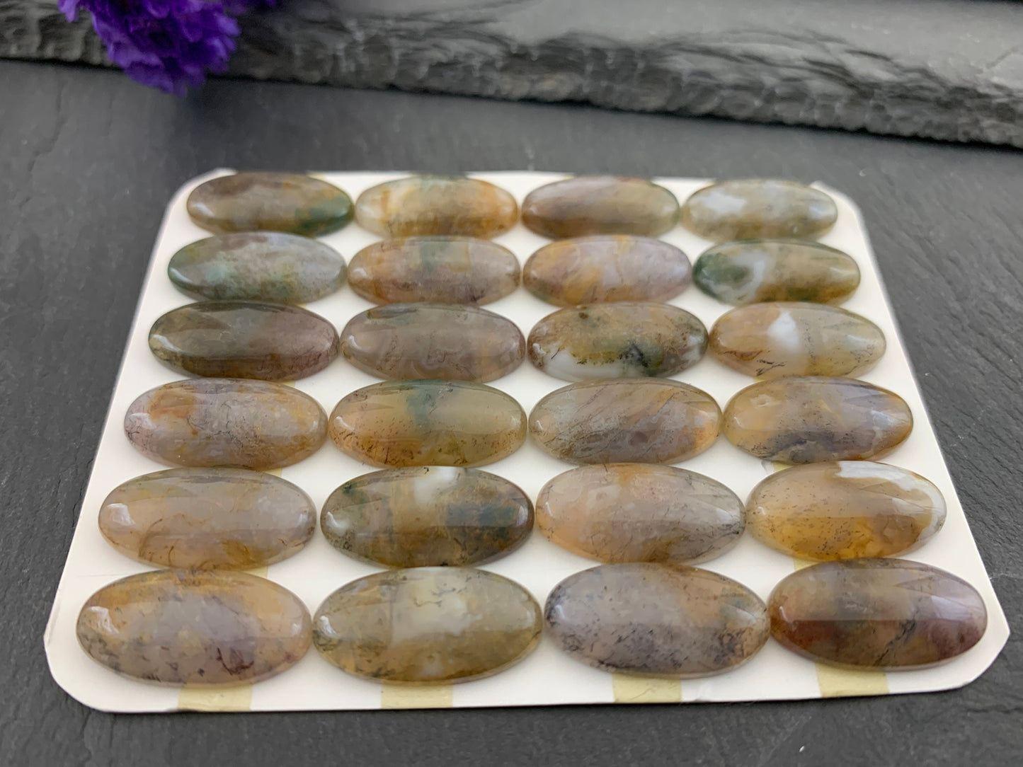 Moss Agate oval 10x20mm cabochon - Calibrated cabochons