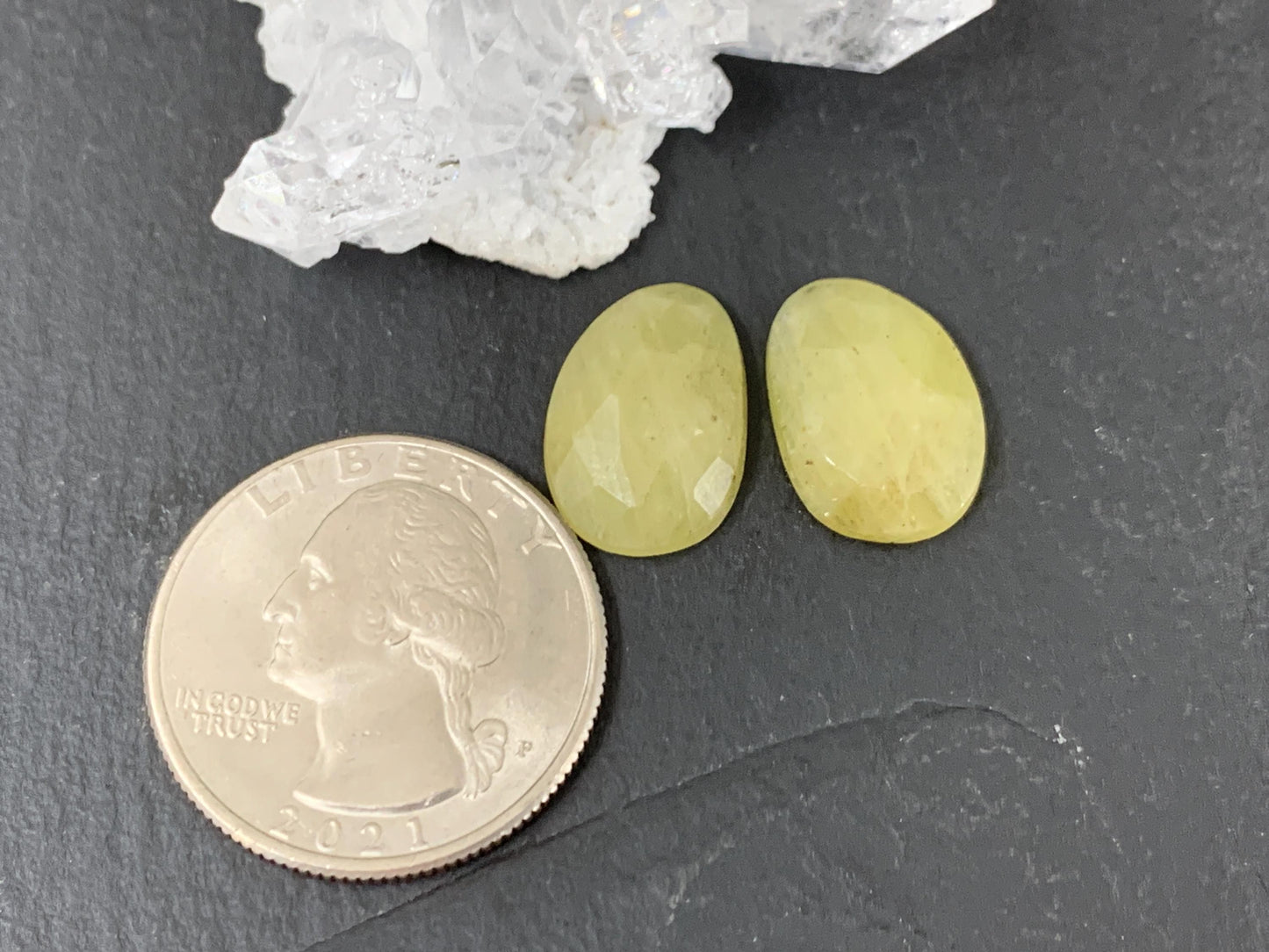 Faceted Yellow Sapphire pair 11x16x4mm cabochon