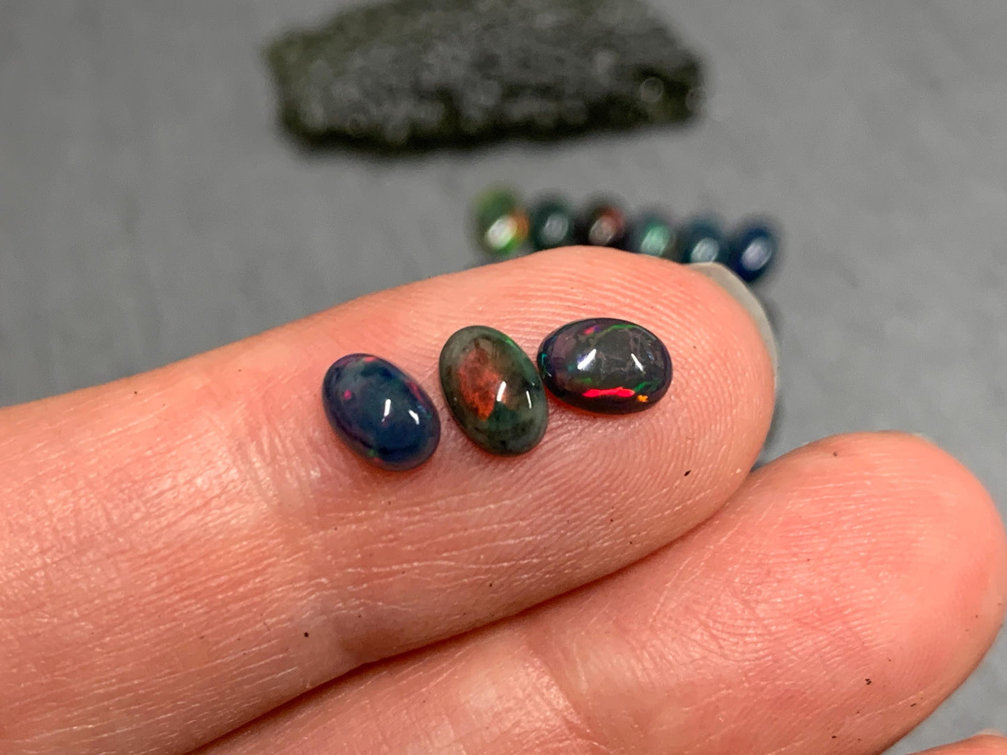 Black Ethiopian Opal 4x6mm cabochon