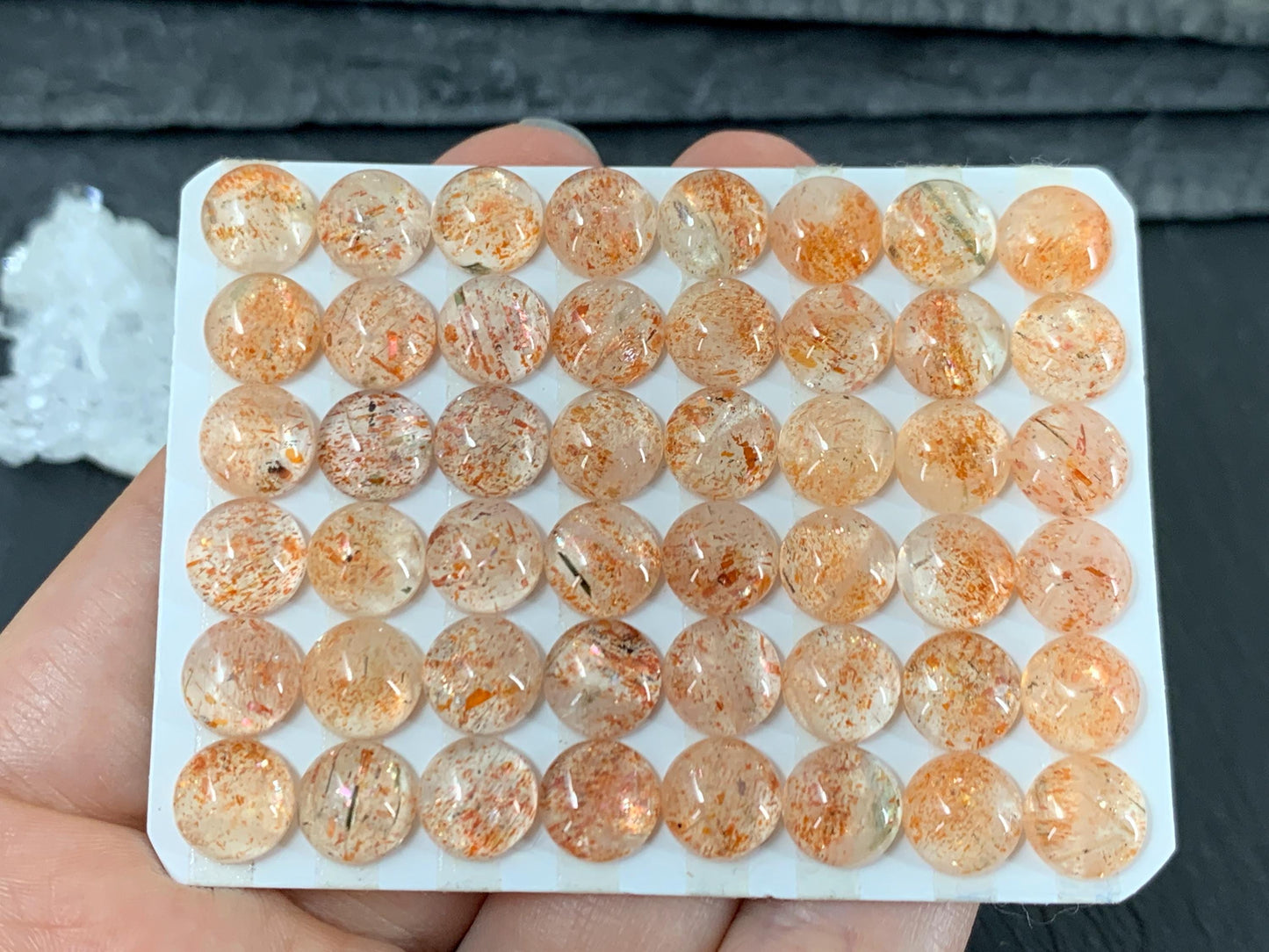 Sunstone round 8mm cabochon - Calibrated cabochons
