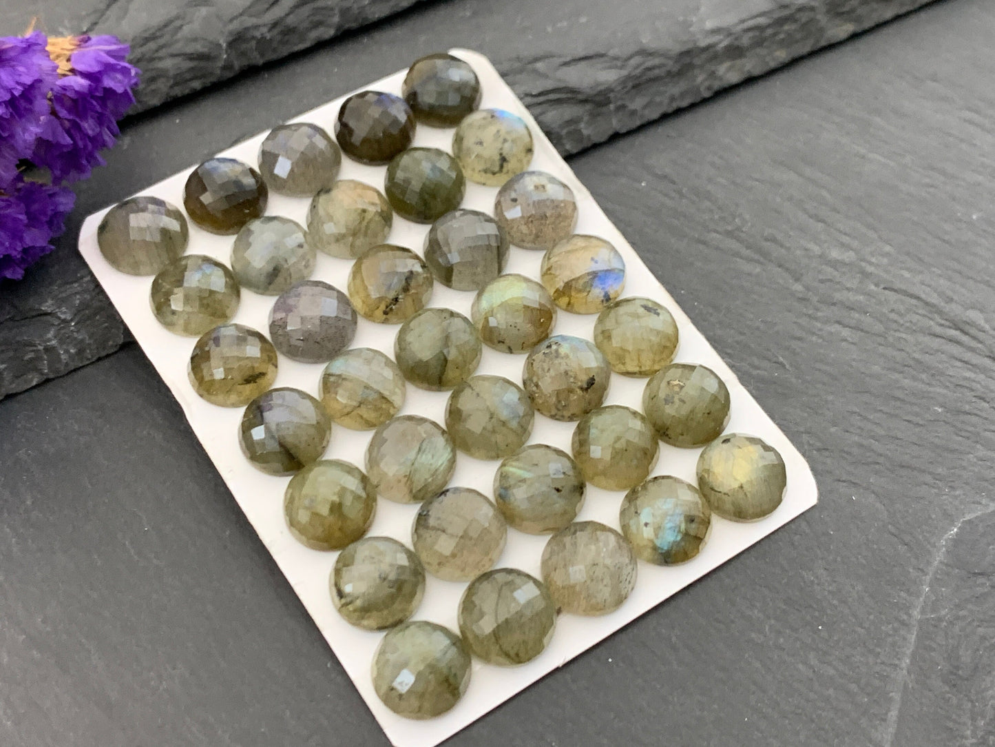 Faceted Labradorite round 10mm cabochon | Calibrated Cabochons | Natural Labradorite