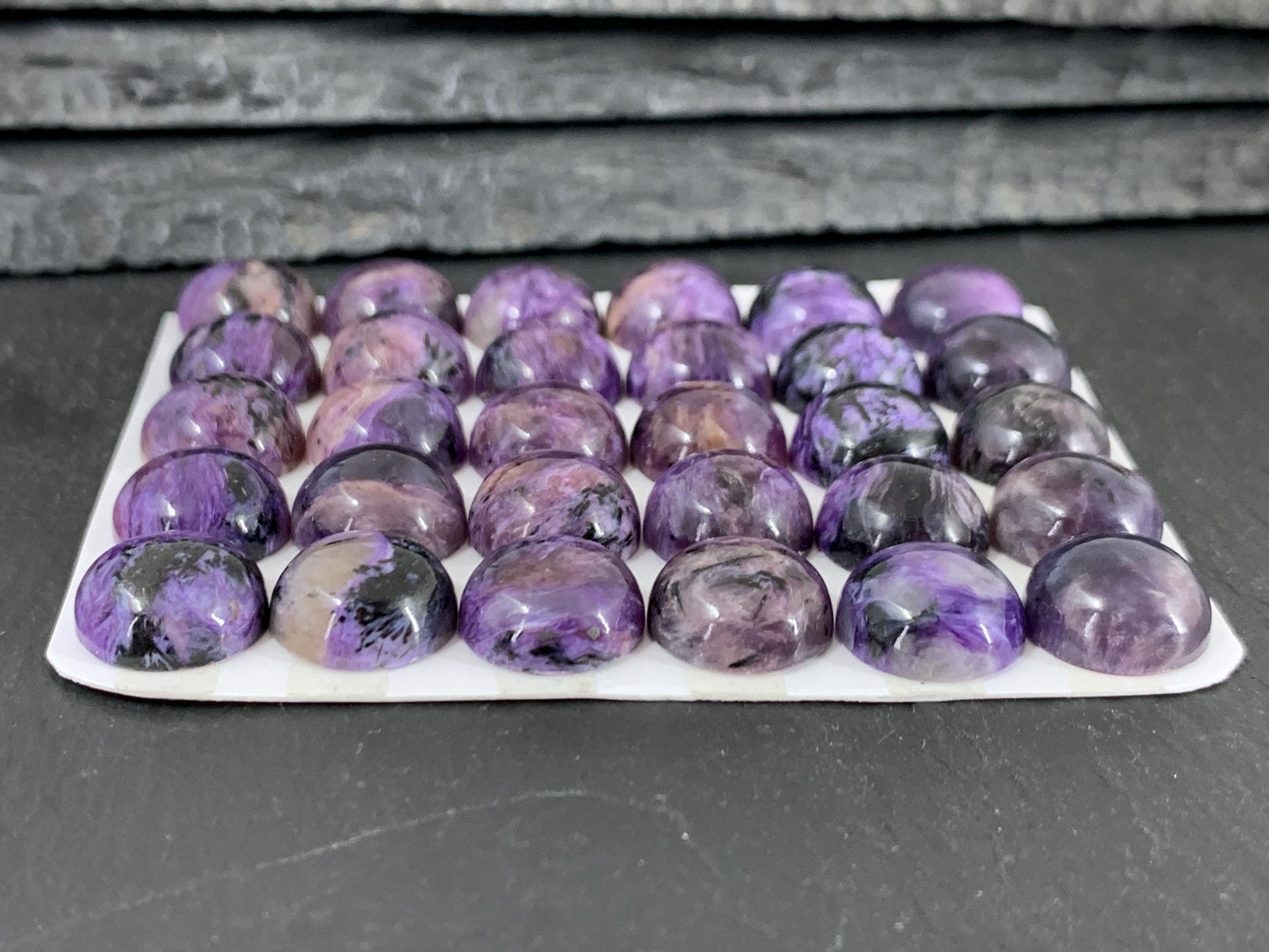 Charoite round 12mm cabochon - Calibrated cabochons