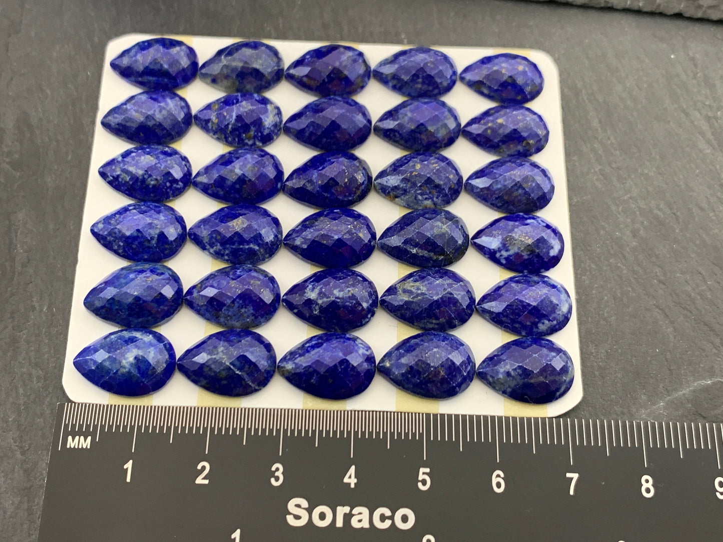 Faceted Lapis Lazuli pear 10x14mm cabochon - Calibrated cabochons