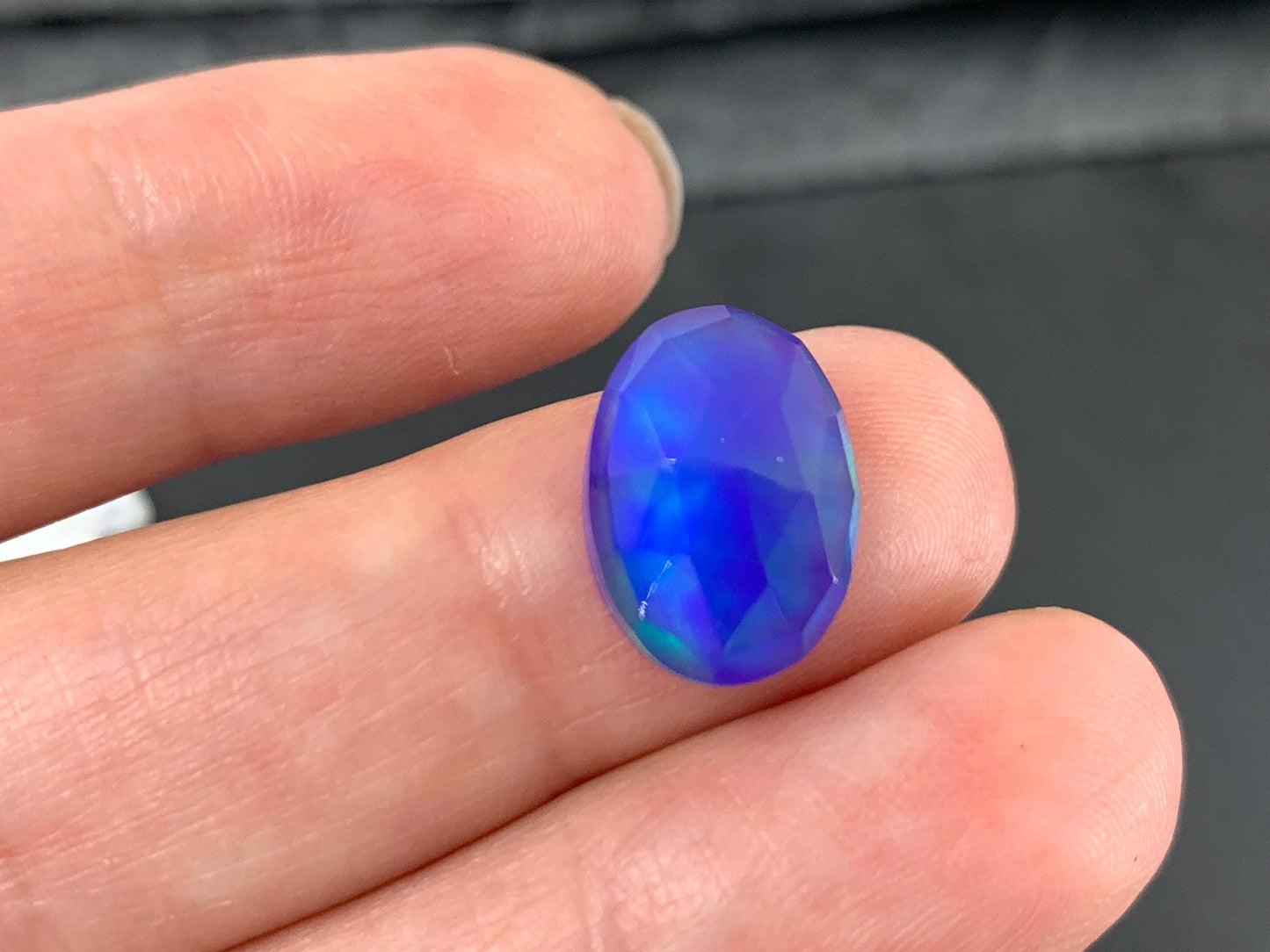 Faceted Aurora Opal oval 10x14mm cabochons - Doublet cabochons