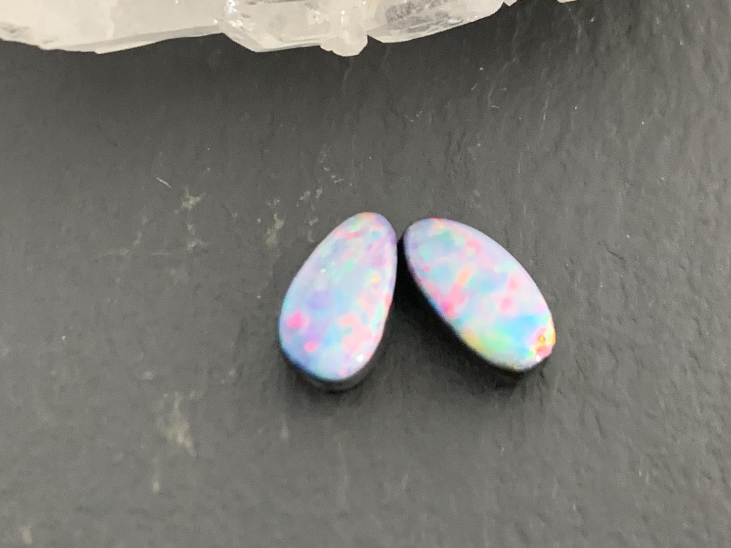 Australian Opal doublet 4x7mm pair of cabochons