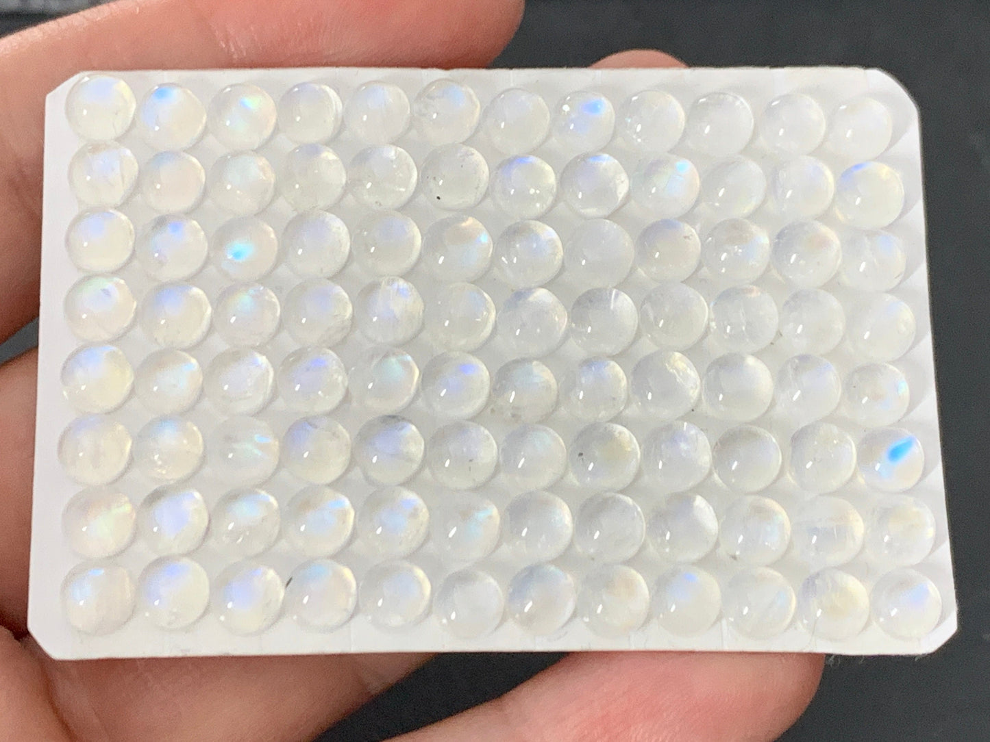 Rainbow Moonstone round 5mm cabochon - Calibrated cabochons