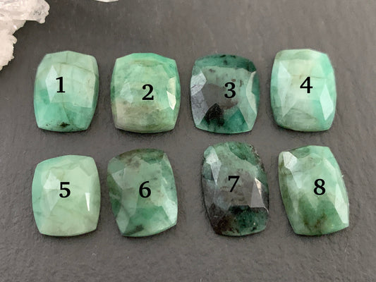 Faceted Emerald Rectangle 10-12mm cabochon