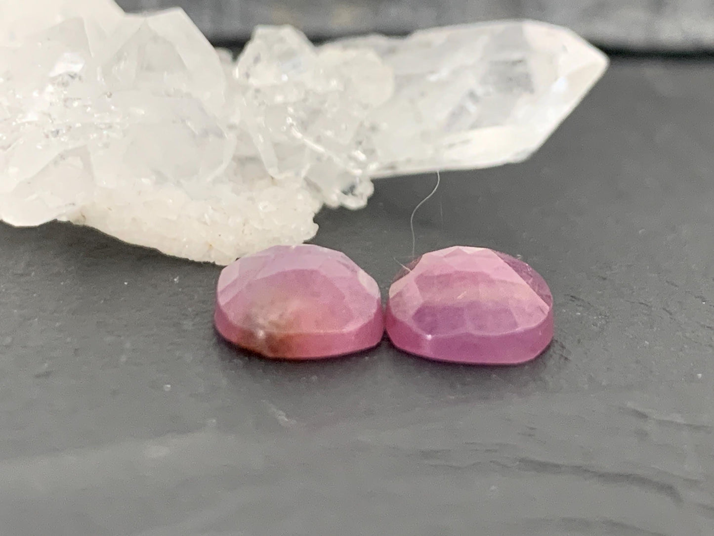 Faceted Ruby pair 8x12x3.5mm cabochon