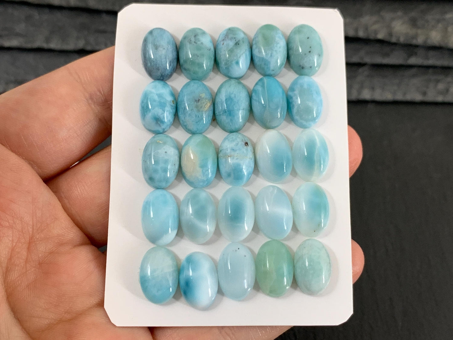 Larimar oval 10x12mm long cabochon - Calibrated cabochons