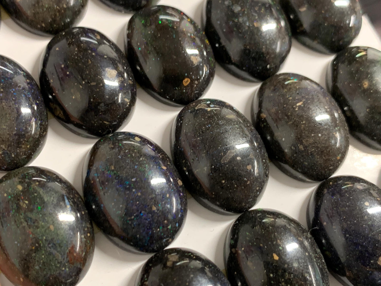 Black Andamooka Opal oval 15x18mm cabochon - Matrix Australian Opal