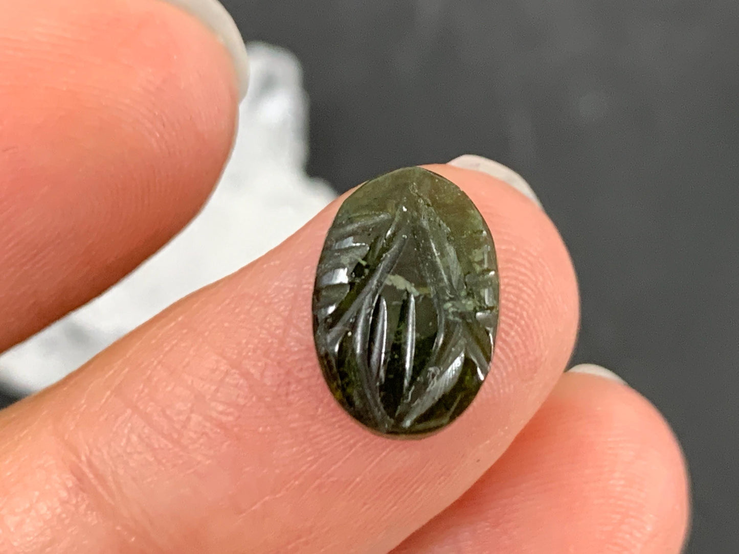 Carved Tourmaline 8x12x25mm cabochon
