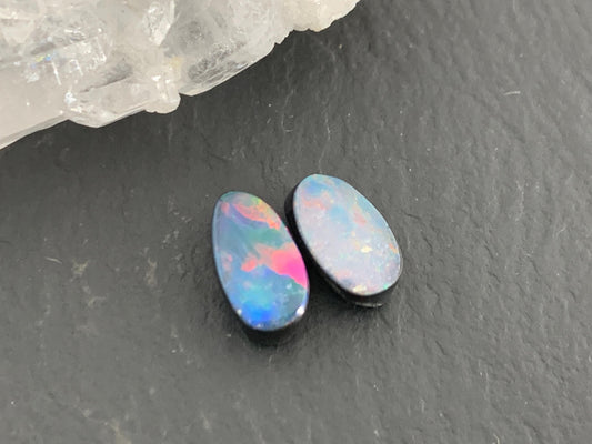 Australian Opal doublet 5x8mm pair of cabochons