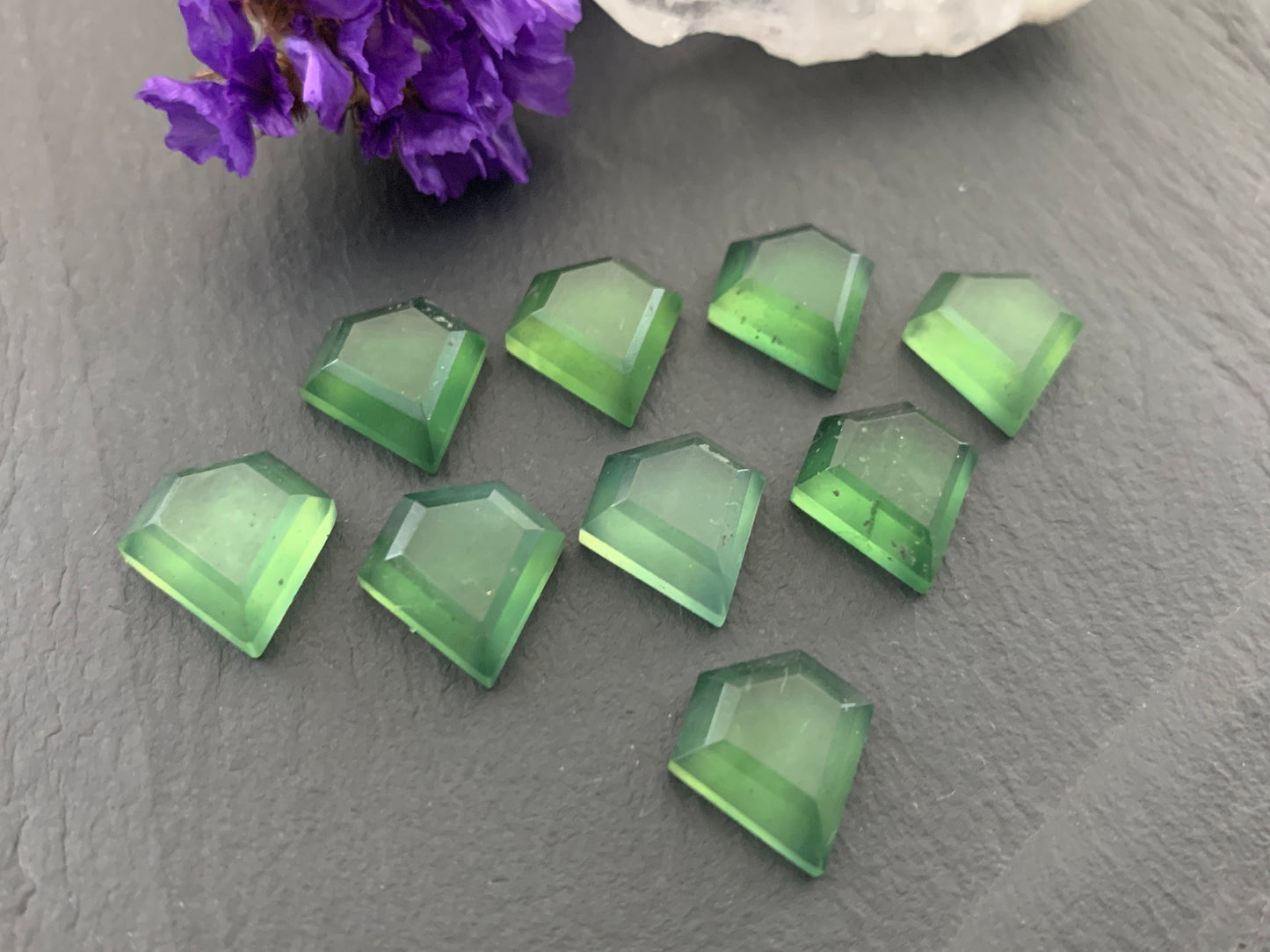 Faceted Serpentine diamond 12x12mm cabochon