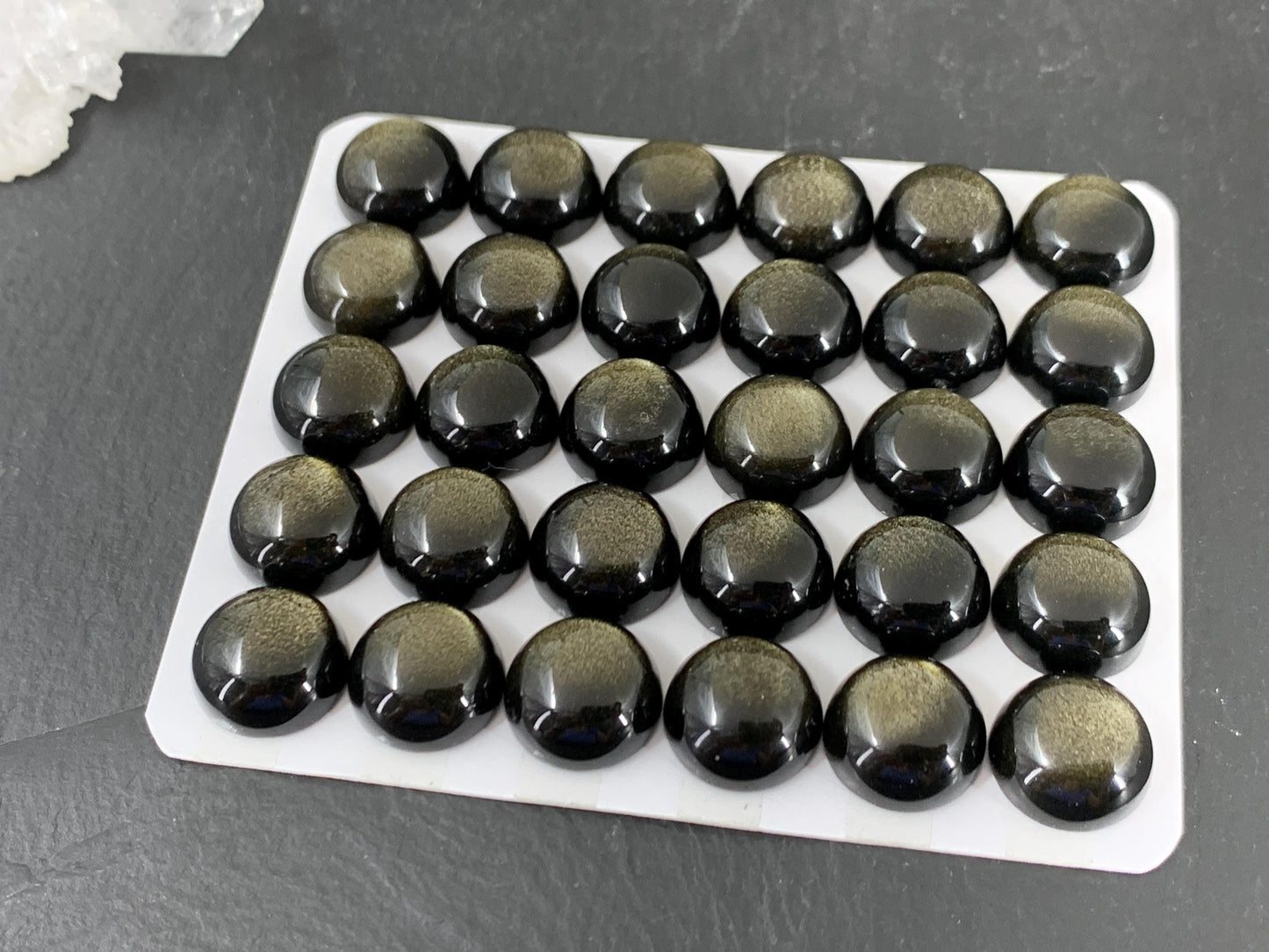 Gold Obsidian round 12mm cabochon - Calibrated cabochons